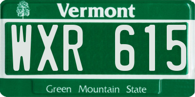 VT license plate WXR615