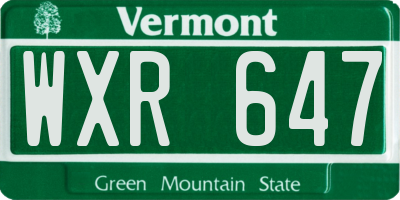 VT license plate WXR647