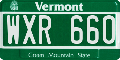 VT license plate WXR660
