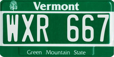 VT license plate WXR667