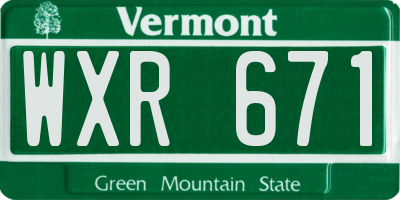 VT license plate WXR671