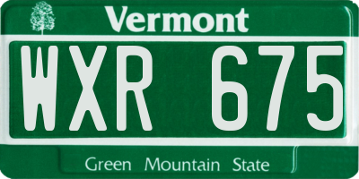 VT license plate WXR675