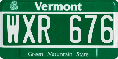 VT license plate WXR676