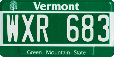 VT license plate WXR683
