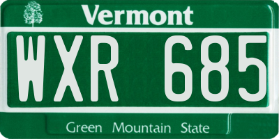 VT license plate WXR685