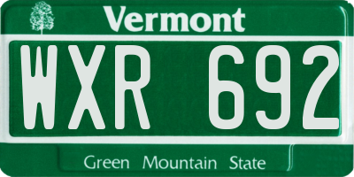 VT license plate WXR692
