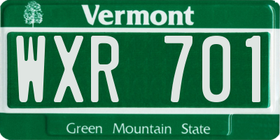 VT license plate WXR701