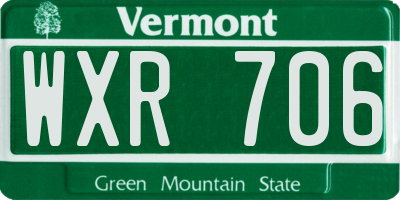 VT license plate WXR706