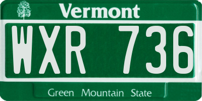 VT license plate WXR736