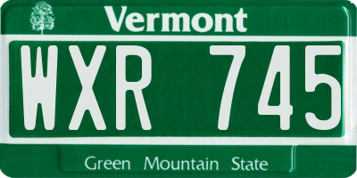 VT license plate WXR745