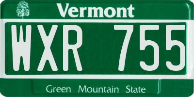 VT license plate WXR755