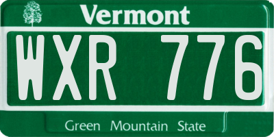 VT license plate WXR776