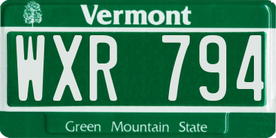 VT license plate WXR794
