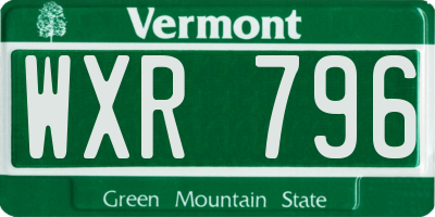 VT license plate WXR796
