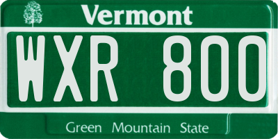 VT license plate WXR800