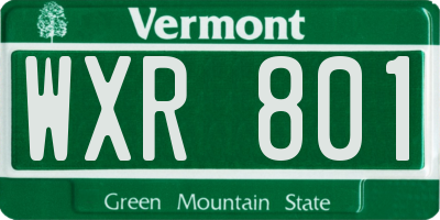 VT license plate WXR801