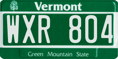 VT license plate WXR804