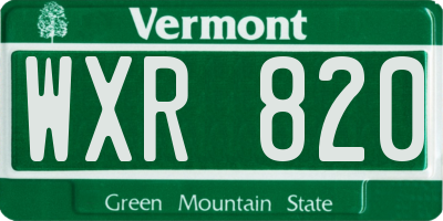 VT license plate WXR820