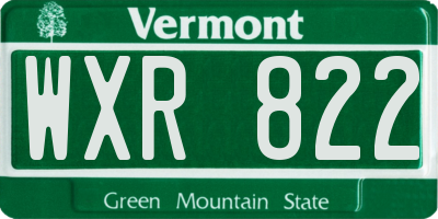 VT license plate WXR822
