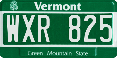 VT license plate WXR825