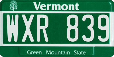 VT license plate WXR839