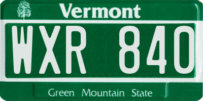 VT license plate WXR840