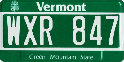 VT license plate WXR847
