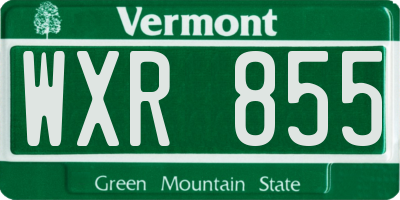 VT license plate WXR855