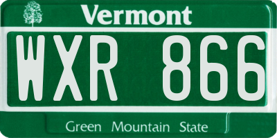 VT license plate WXR866