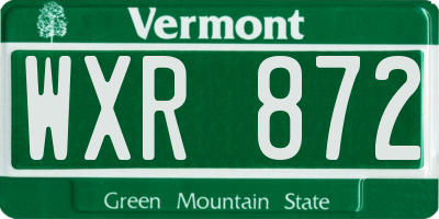 VT license plate WXR872