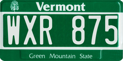 VT license plate WXR875