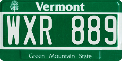 VT license plate WXR889