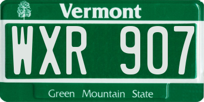 VT license plate WXR907