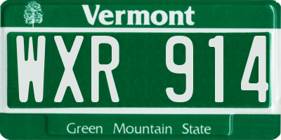 VT license plate WXR914