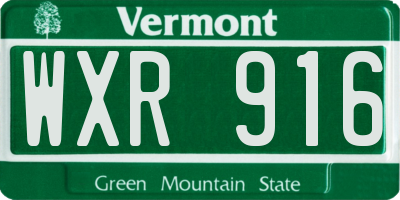 VT license plate WXR916