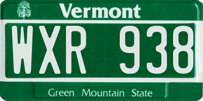 VT license plate WXR938