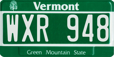 VT license plate WXR948