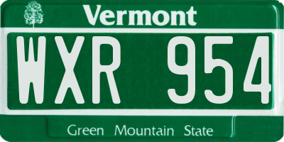 VT license plate WXR954