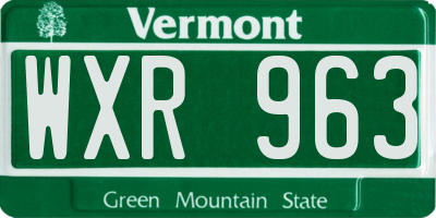 VT license plate WXR963