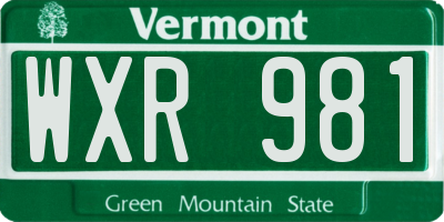 VT license plate WXR981