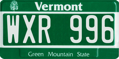 VT license plate WXR996