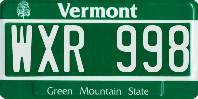 VT license plate WXR998