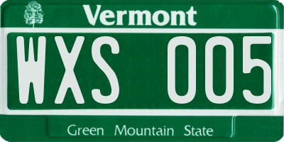 VT license plate WXS005