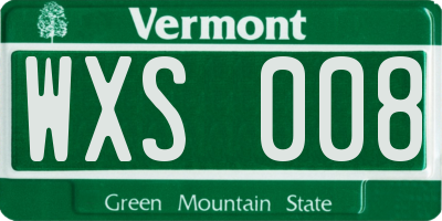 VT license plate WXS008