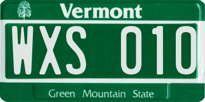 VT license plate WXS010