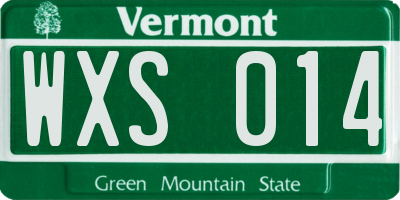 VT license plate WXS014