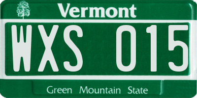 VT license plate WXS015