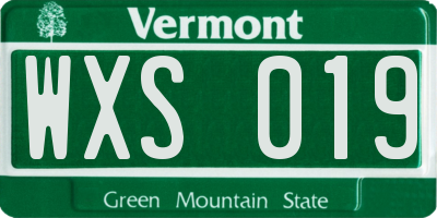 VT license plate WXS019