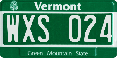 VT license plate WXS024