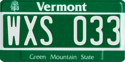 VT license plate WXS033